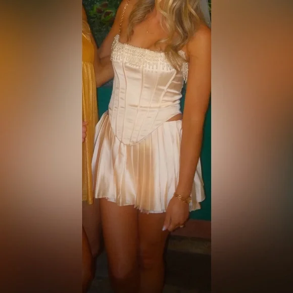 House of CB Ivory Beaded Strapless Corset Top - Picture 2 of 6